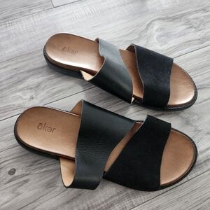 Oker Black Leather Sandals size EUR 39